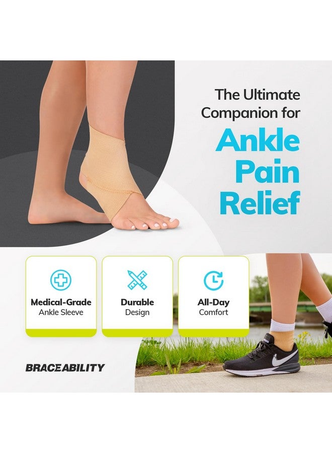 BraceAbility Elastic Ankle Support Brace - Lightweight Slip-on Compression Sleeve for Gymnastics, Dance, Sports, Running, and Sprained Foot Swelling (L) - Image 2
