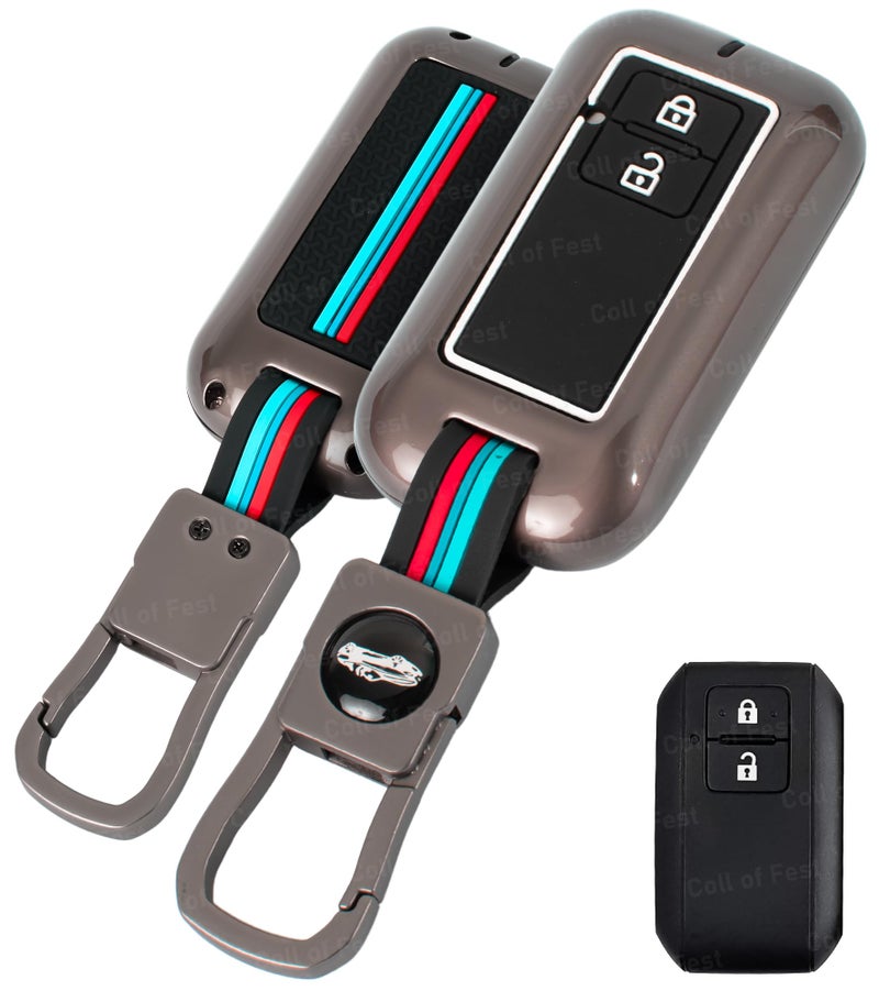 Coll of Fest Metal Silicon Key Cover Compatible with Maruti Suzuki jimny Baleno Grand Vitara XL6 Swift New Brezza 2022 Ertiga Dzire 2 Button Key Special Feature Visibilitye in Low-Ligh Condition - Image 1