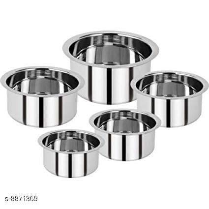 SHAPAT SHAPAT Steel Stainless Steel Handi Cooking Serving Pot Set of 5  - Image 2