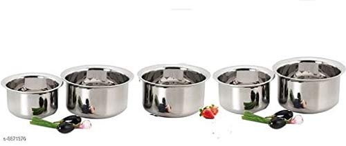 SHAPAT SHAPAT Steel Stainless Steel Handi Cooking Serving Pot Set of 5  - Image 3