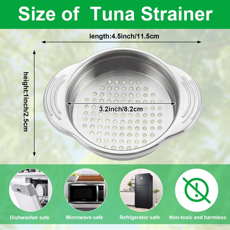 lyBlissor 2 Pcs Stainless Steel Strainer, Metal Sieve Can Drainer, Food Grade Dishwasher Safe Tuna Press Oil Drainer Filter Colander for Kitchen Canned Beans Vegetables - Image 2