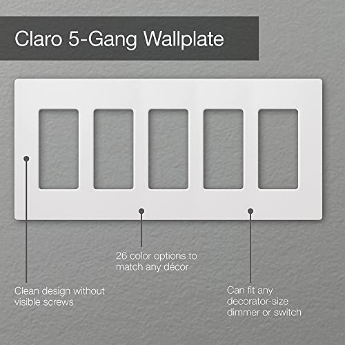 Lutron Claro 5 Gang Decorator/Rocker Wallplate, Satin, Biscuit (1-Pack) | SC-5-BI - Image 4