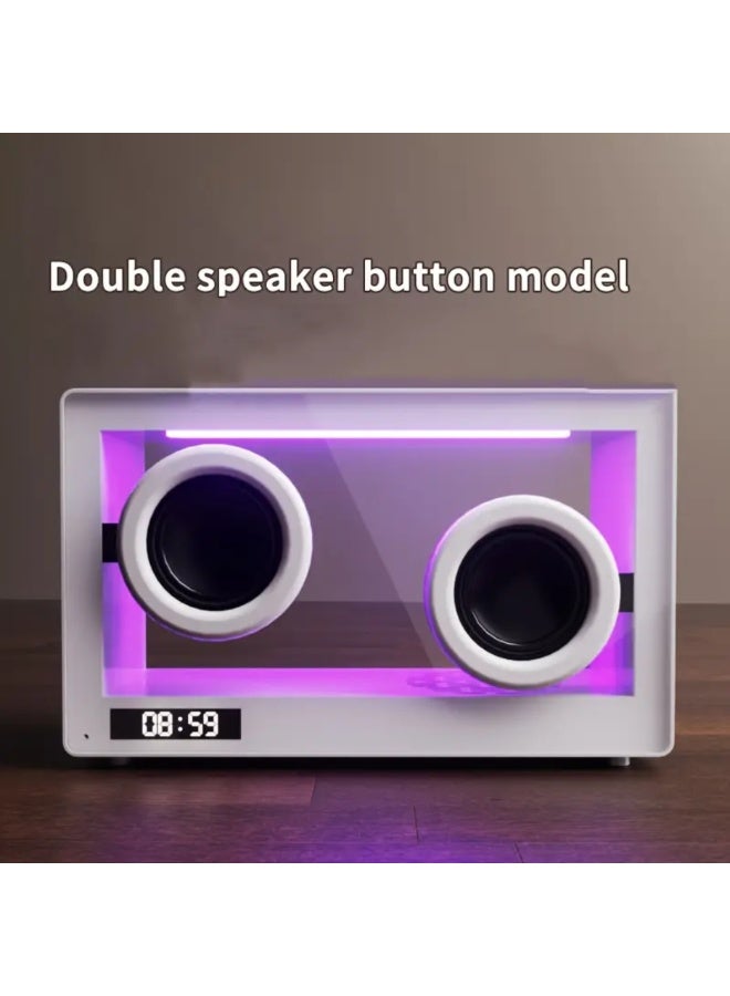 AROAQ Transparent Wireless 5.1 Bluetooth Speaker with Dual Drivers – Digital Clock, Ambient Light, SD Card Playback, Type-C Charging | Stylish Portable Desktop Speaker for Home & Office Use , Black - Image 4