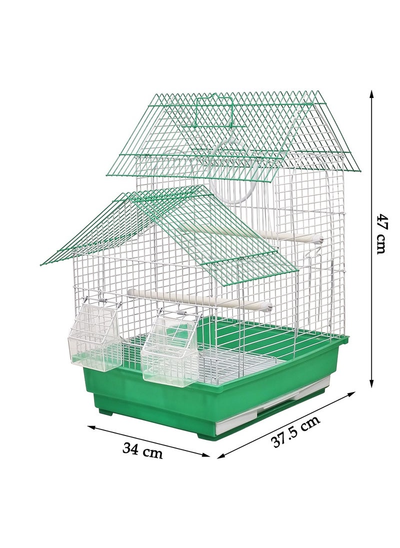 قفص طيور، قفص سفر صغير على شكل منزل مع مقبض حمل، وأوعية تغذية، ومجثمات بلاستيكية، وأوعية قابلة للإزالة، مناسب للطيور المحبة، طيور الكناري 47 سم (أخضر) - pzsku/Z78700BB011582B561468Z/45/_/1723821182/11298ef3-6031-4f70-80c6-1e2633985f29