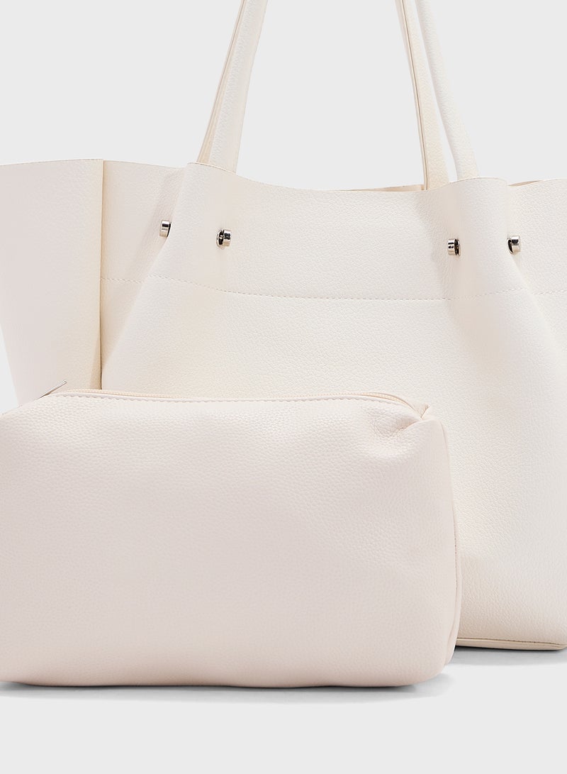 ELLA 2 In 1 Minimalist Tote Bag With Pouch  - Image 5