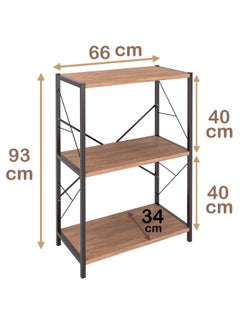 AGD Entrance table with modern design, coffee corner table, side table, bookcase consisting of 3 wooden shelves that meets all your needs - brown/black  - Image 2