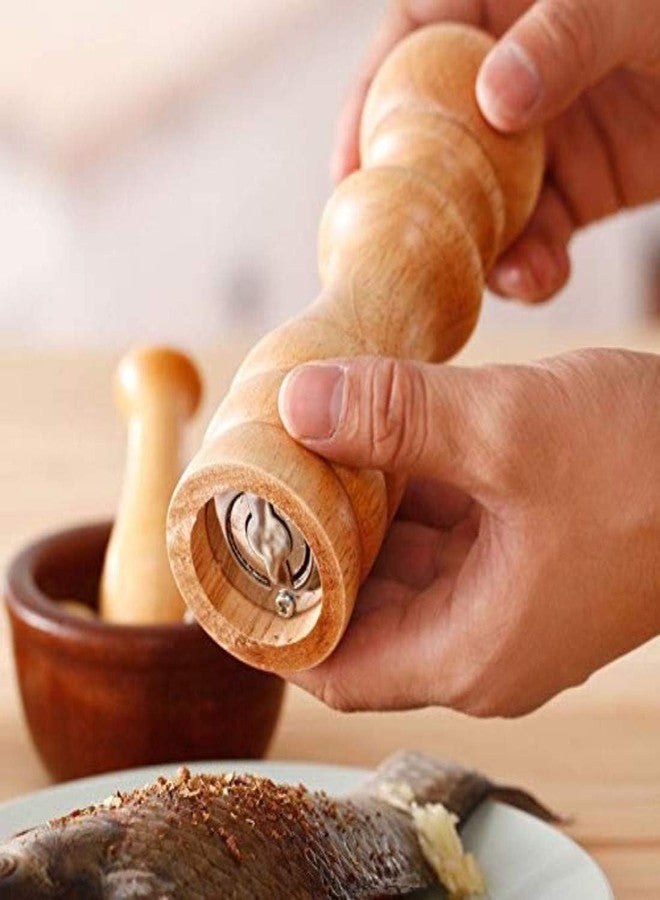 PRISO Wooden Pepper Mill Fine Grinding with Adjustable Stainless Steel Mechanism Wood Pepper, Mixer, Manual Shaker, Spice Storage with Crusher, Mill with Adjustable Setting Kitchen Tools Use. - Image 5