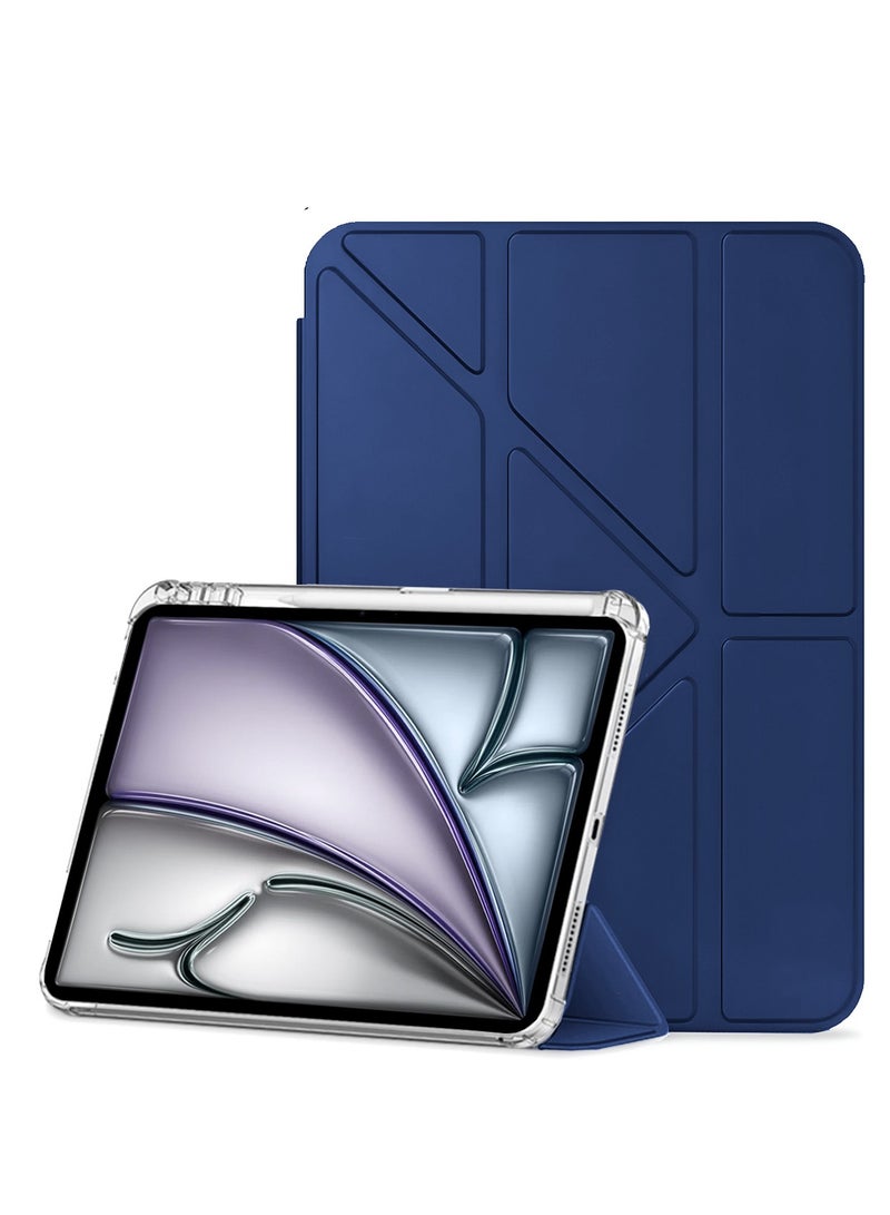 Wtech Apple iPad Air 2025 (7th Generation) M3 11 inch Symmetry 360 Smart Folio Series Auto Awake/Auto Sleep Leather Texture and Transparent Back with Pen Holder Case Cover - Navy Blue - Image 2