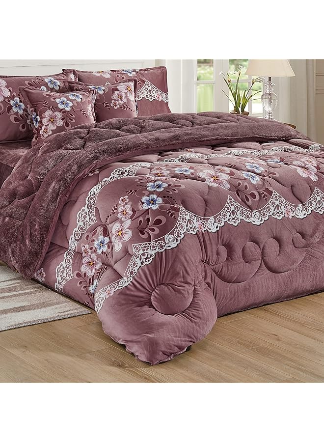 إيروريكس طقم لحاف شتوي دافئ وناعم من الفرو المخملي مقاس مفرد 160 - Image 2