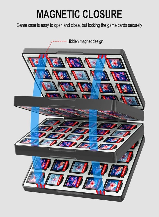 fivtek Switch Game Case for Nintendo Switch 2/Switch/OLED/Lite, Magnetic Switch-2 Game Case Holder with 120 Cartridge & 240 Micro SD Card Slots, Portable Travel Games Card Organizer Gift Accessories - Image 2