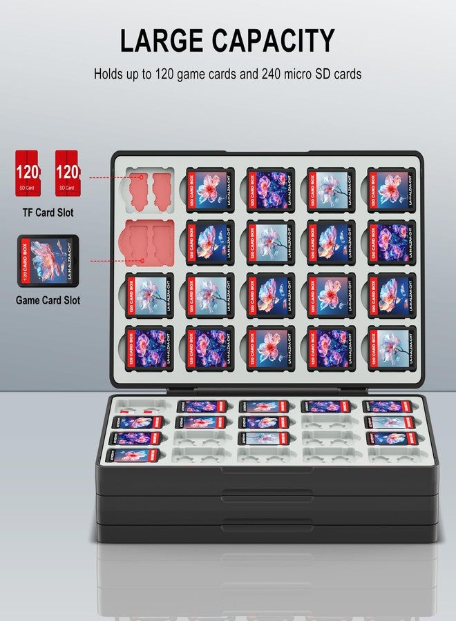 fivtek Switch Game Case for Nintendo Switch 2/Switch/OLED/Lite, Magnetic Switch-2 Game Case Holder with 120 Cartridge & 240 Micro SD Card Slots, Portable Travel Games Card Organizer Gift Accessories - Image 3