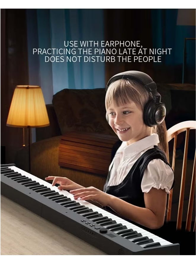 Sakulight لوحة مفاتيح بيانو رقمية قابلة للطي بـ 88 مفتاحًا، لوحة مفاتيح كاملة الحجم شبه مرجحة، بيانو كهربائي محمول مع MIDI، وظيفة منفصلة، ​​دواسة مستدامة وحقيبة حمل للمبتدئين (أسود مع ضوء) - Image 3