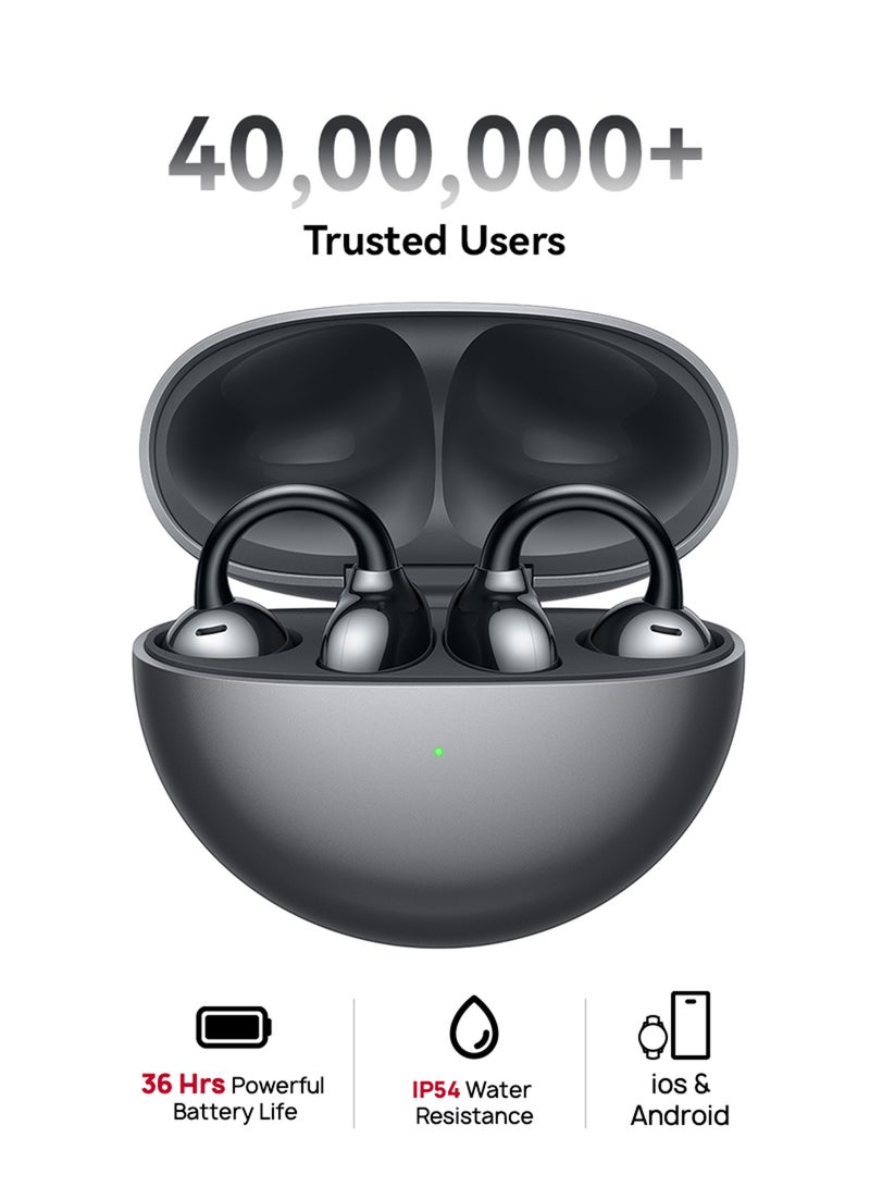 HUAWEI FreeClip Wireless Earphones, Bluetooth Earbuds, Futuristic Aesthetic Design, Feather-Like Wearing, Open-Ear Listening, Long Battery Life, iOS And Android Black - Image 1