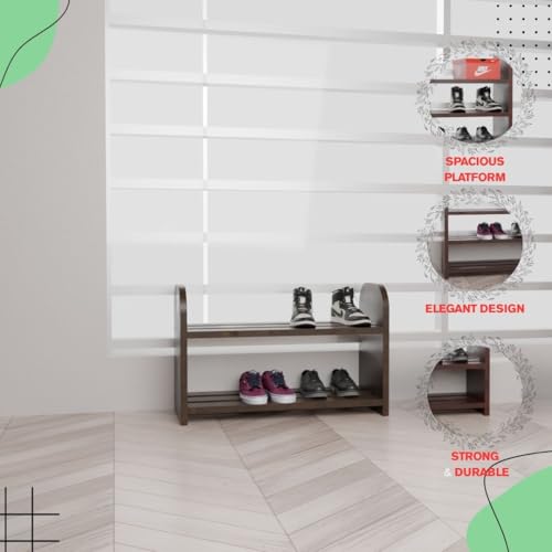 flux Elegance Two-Tier Shoe Rack, Storage Solution for Footwear Multipurpose Rack Storage Organiser 2 Tier, Particle Board with a Laminate Finish Size (50x20x31.5) cm (Brown) [DO IT Yourself (DIY)] - Image 3