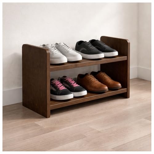 flux Elegance Two-Tier Shoe Rack, Storage Solution for Footwear Multipurpose Rack Storage Organiser 2 Tier, Particle Board with a Laminate Finish Size (50x20x31.5) cm (Brown) [DO IT Yourself (DIY)] - Image 1