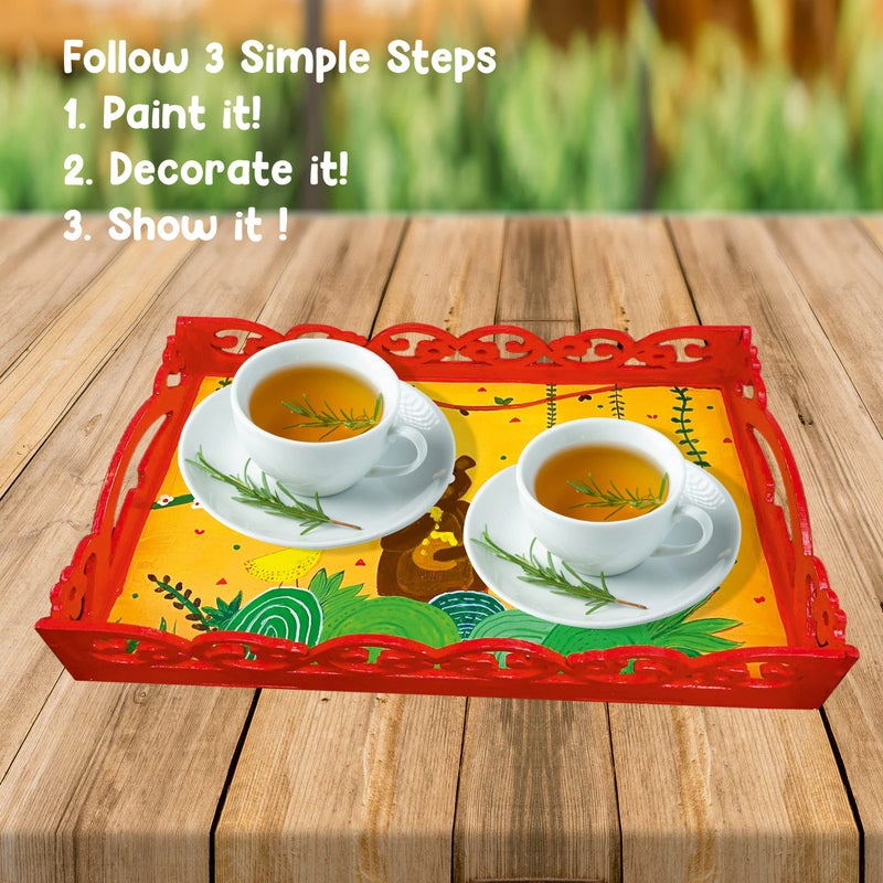 Webby DIY Art and Craft Painting Wooden Serving Tray for Home and Office - Image 5