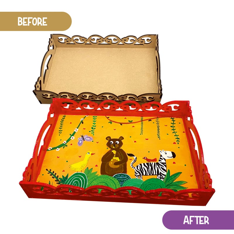 Webby DIY Art and Craft Painting Wooden Serving Tray for Home and Office - Image 4