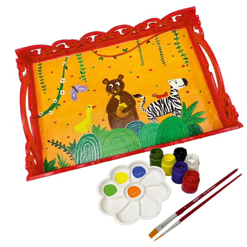 Webby DIY Art and Craft Painting Wooden Serving Tray for Home and Office - Image 1