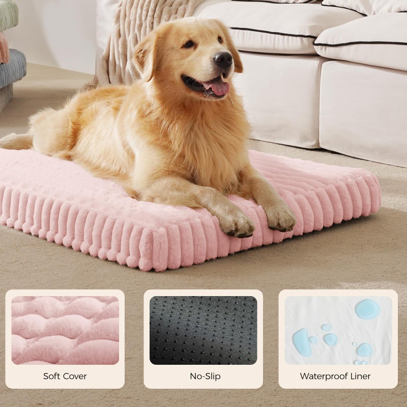 DOPEDIO Orthopedic Dog Bed for Large Dog, Waterproof Pet Bed,Non-Slip Bottom and Egg-Crate Foam with Removable Washable Cover Crate Bed,Pink,36"x27"x3" - Image 4