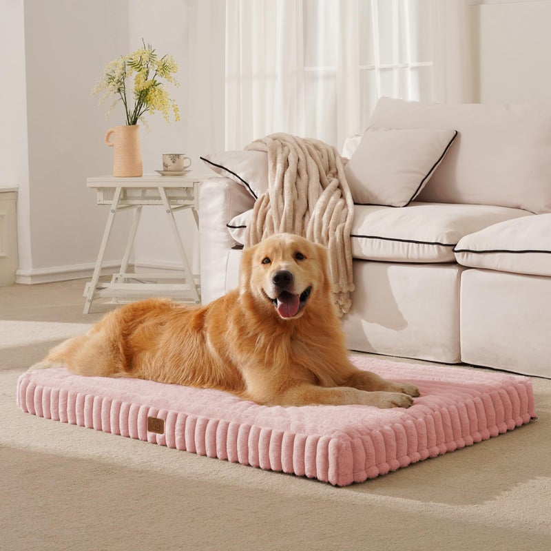 DOPEDIO Orthopedic Dog Bed for Large Dog, Waterproof Pet Bed,Non-Slip Bottom and Egg-Crate Foam with Removable Washable Cover Crate Bed,Pink,36"x27"x3" - Image 1