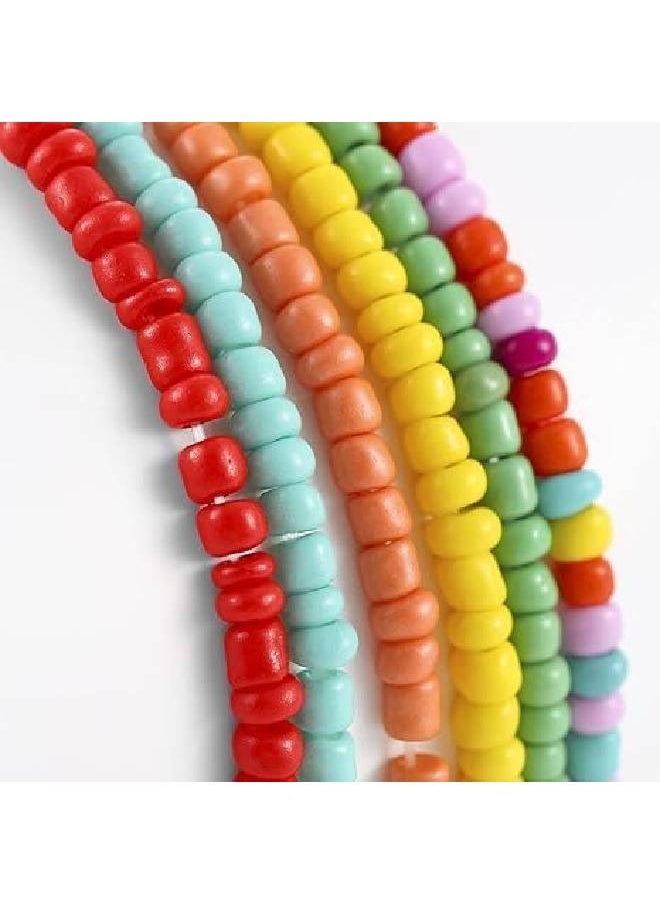 Generic - Colorful Beads Anklet Boho Bracelets Elastic Handmade Multilayer Bead Beach Jewelry Accessories for Women 17 Pieces - Image 1