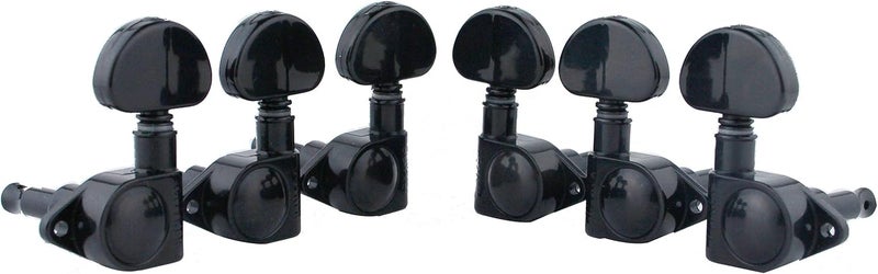 guyker Guitar Machine Heads (3L + 3R Handed) – 1:21 Sealed Tuners Tuning Key Pegs with Big handle Replacement for Electric, Folk or Acoustic Guitars – Black, GK102B - Image 2