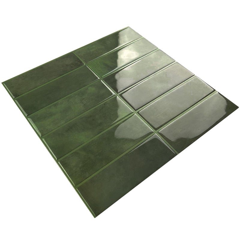 SELECT LIGHTING 5 Pack Peel and Stick Backsplash Subway Tiles, Extra Thick 3D Wall Panels, Heat & Water Resistant, Easy DIY Kitchen, Bathroom, Laundry, Fireplace & Rental Home Wall DÃ©cor (12 x 12 in), Green - Image 4