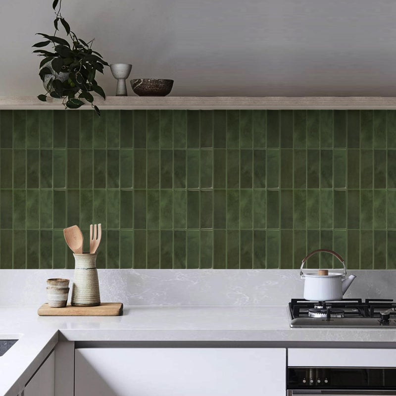SELECT LIGHTING 5 Pack Peel and Stick Backsplash Subway Tiles, Extra Thick 3D Wall Panels, Heat & Water Resistant, Easy DIY Kitchen, Bathroom, Laundry, Fireplace & Rental Home Wall DÃ©cor (12 x 12 in), Green - Image 5