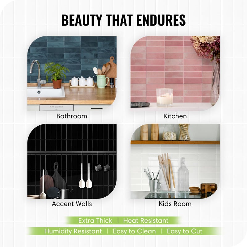 SELECT LIGHTING 5 Pack Peel and Stick Backsplash Subway Tiles, Extra Thick 3D Wall Panels, Heat & Water Resistant, Easy DIY Kitchen, Bathroom, Laundry, Fireplace & Rental Home Wall DÃ©cor (12 x 12 in), Green - Image 3