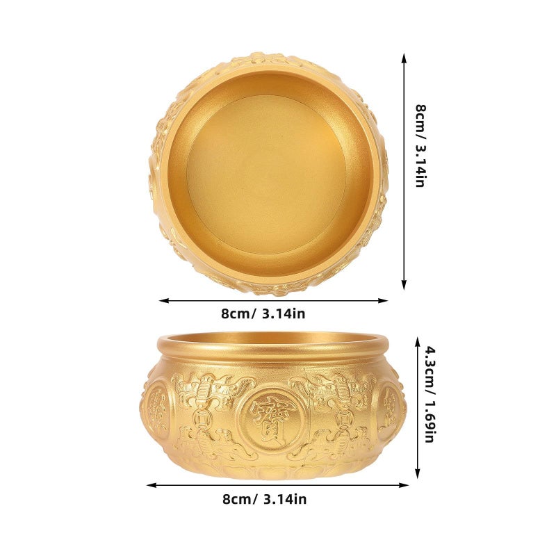 Brass Treasure Bowl with Paired Fish Design Feng Shui Wealth Ornament for Home Office Decor - Image 3