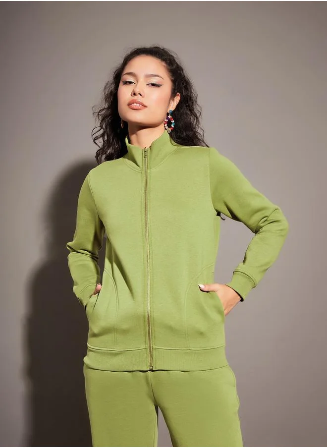 SASSAFRAS High Neck Fleece Zipper Jacket