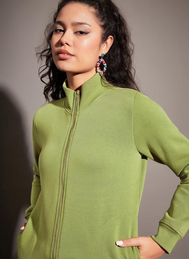 ساسافراس جاكيت فليس بياقة عالية وسحَّاب غلق - Image 4