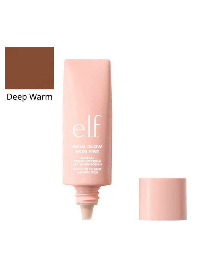 elf Halo Glow Skin Tint SPF 50, Tinted Moisturizer For Light, Creates A Natural Glow, Deep Warm - Image 1