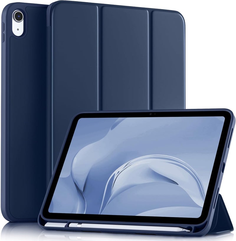 CERLINK Case for iPad (A16) 11th/10th Generation (2025/2022)-Auto Sleep/Wake Cover Pencil Holder Soft Flexible Case Recoil Series for Apple iPad 10th/11th Gen (Dark Blue) - Image 1