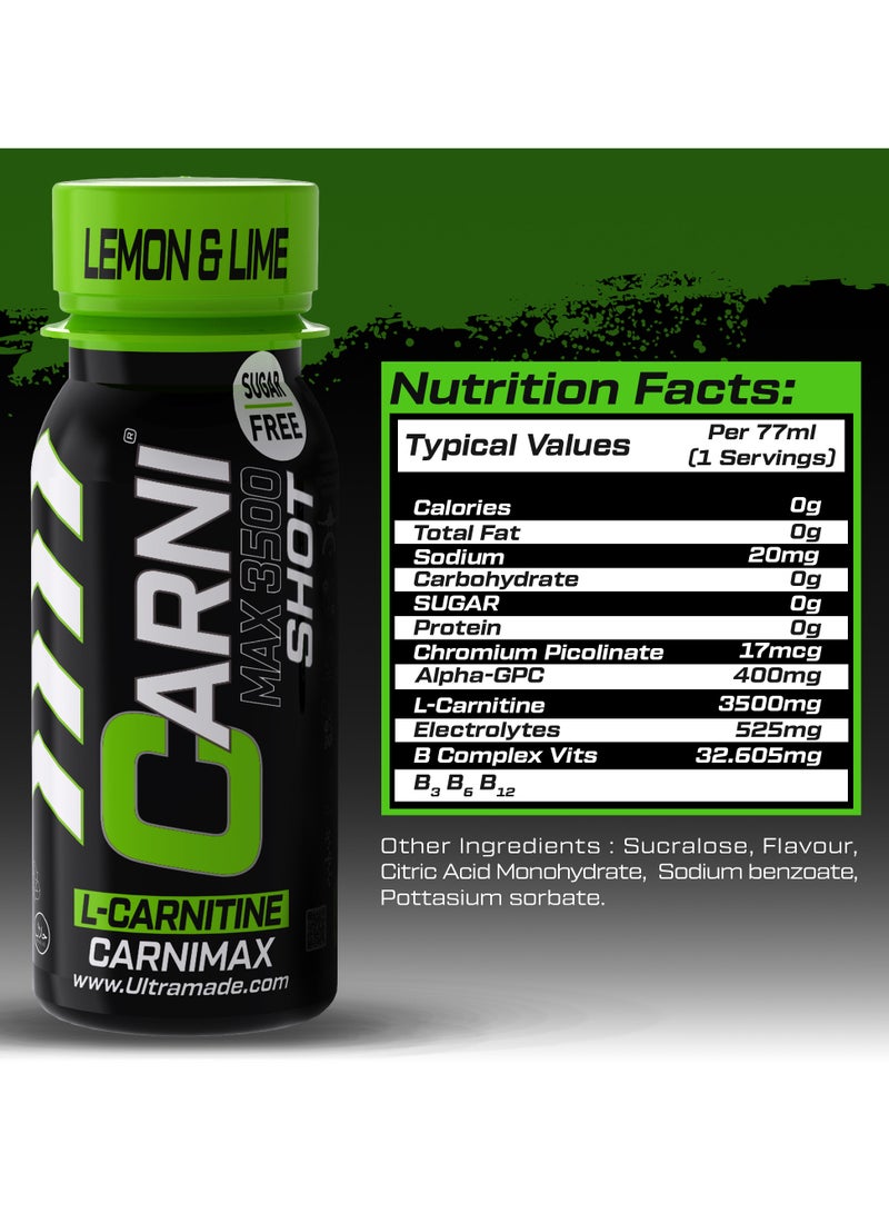 C5 CarniMax Shot Lemon & Lime - L-Carnitine Drink, 77ml, Sugar-Free, Weight Loss 12 Bottles - Image 2