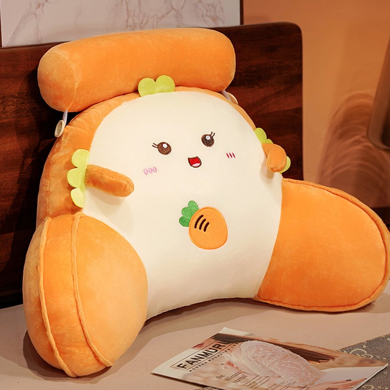 Cartoon Triangle Backrest Pillow with Lumbar Support – Plush Embroidery, Removable Cover, 60x40 cm - Image 1