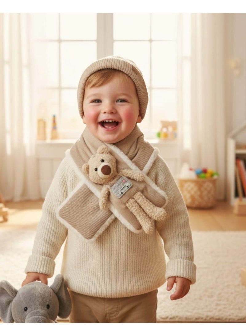 Soft Winter Scarf with a Cute Teddy Bear — Adorable and Warm Design for Kids - Image 1