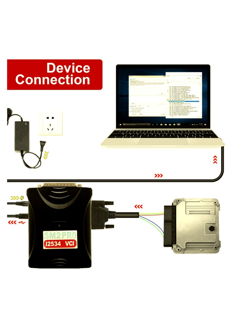 Generic ECU Programmer 2.21.21 SM2 Pro J2534 VCI Read Write ECU Tool Support Checksum and Pinout Diagram 67IN1 of Flash Bench OBD with Dongle Free Support  - Image 3