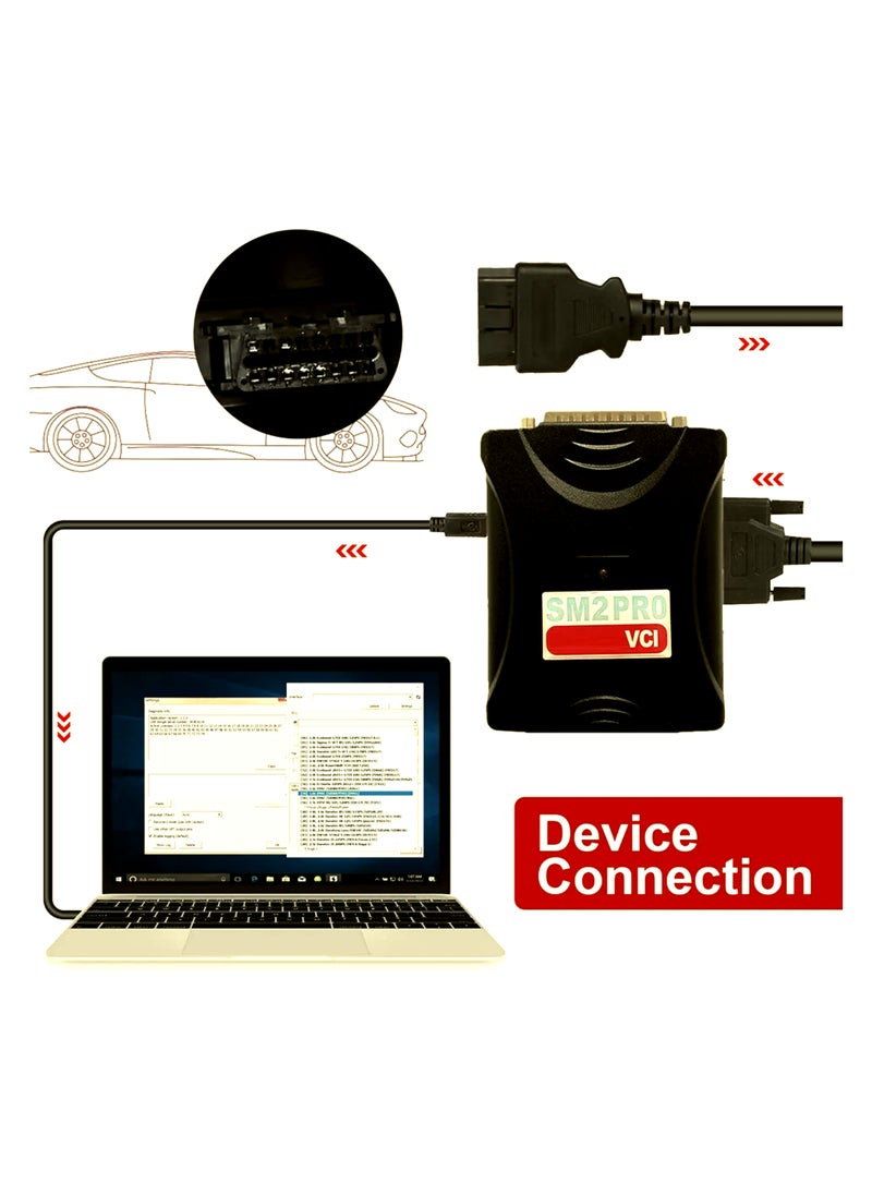 Generic ECU Programmer 2.21.21 SM2 Pro J2534 VCI Read Write ECU Tool Support Checksum and Pinout Diagram 67IN1 of Flash Bench OBD with Dongle Free Support  - Image 4