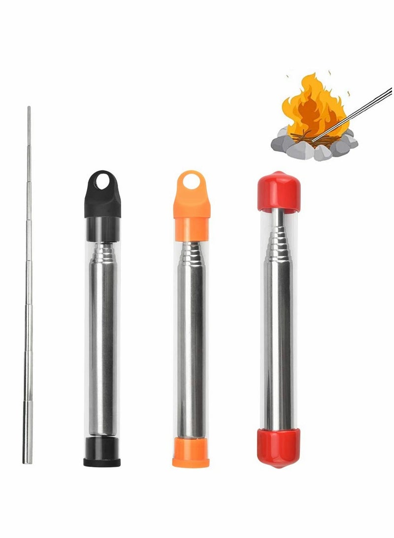 SOLARAE Blow Fire Tube Pipe Collapsible Spitfire Pocket Bellows Stainless Steel Telescopic Blowing Tube Foldable Camping Fire Tool for Fireplace Barbecues Campfire Blowing Air Into a Fire 3 PCS - Image 1