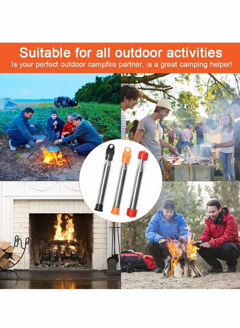SOLARAE Blow Fire Tube Pipe Collapsible Spitfire Pocket Bellows Stainless Steel Telescopic Blowing Tube Foldable Camping Fire Tool for Fireplace Barbecues Campfire Blowing Air Into a Fire 3 PCS - Image 4
