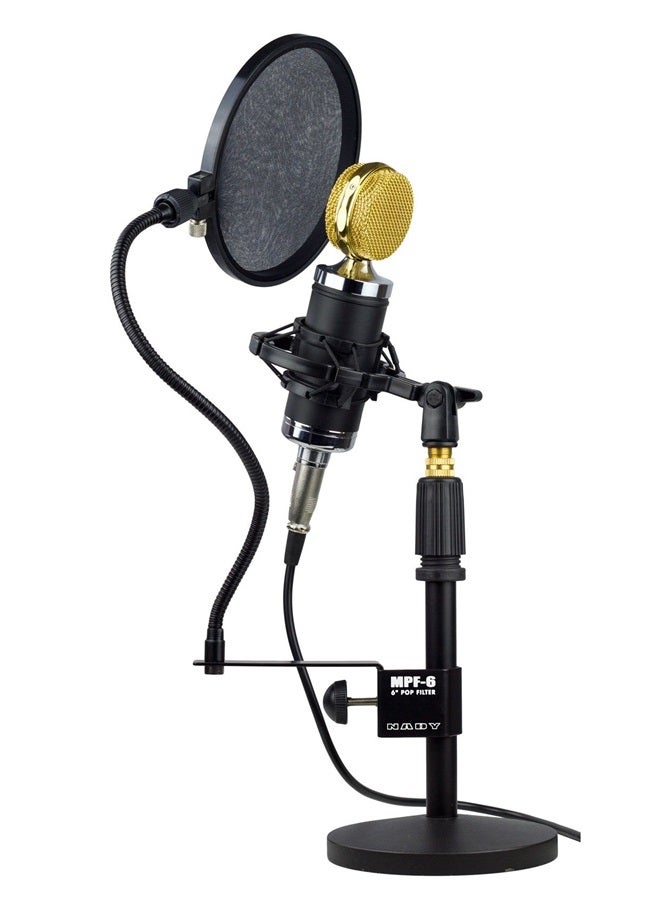 Nady MPF-6 6-Inch Clamp On Microphone Pop Filter with Flexible Gooseneck and Metal Stabilizing Arm - Image 3
