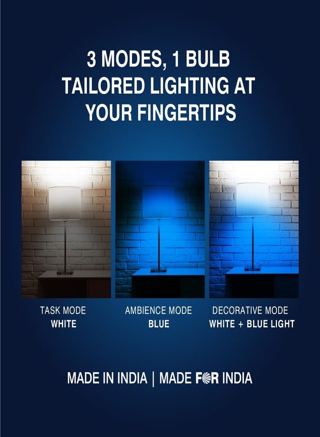 Halonix مصباح هالونيكس LED بقوة 10 واط، أبيض وأزرق، بإضاءة علوية وسفلية | 3 أوضاع إضاءة | مفتاح تشغيل/إيقاف لتغيير اللون | تصميم زخرفي B22D | عبوة من قطعتين - Image 2