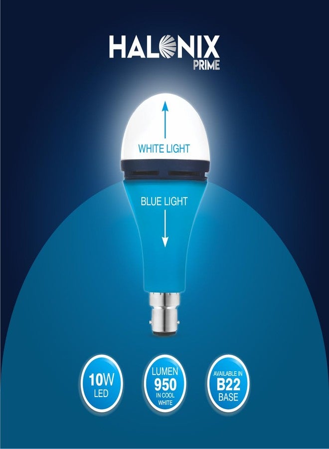 Halonix مصباح هالونيكس LED بقوة 10 واط، أبيض وأزرق، بإضاءة علوية وسفلية | 3 أوضاع إضاءة | مفتاح تشغيل/إيقاف لتغيير اللون | تصميم زخرفي B22D | عبوة من قطعتين - Image 4
