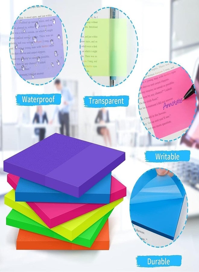 OFIXO (Multicolor) Transparent Sticky Note Pads - 200 Pcs Waterproof Self-Adhesive Pad, Suitable for Reading, Studying, Home, Office, School, Sticks Securely, Removes Cleanly (3x3In) - Image 2