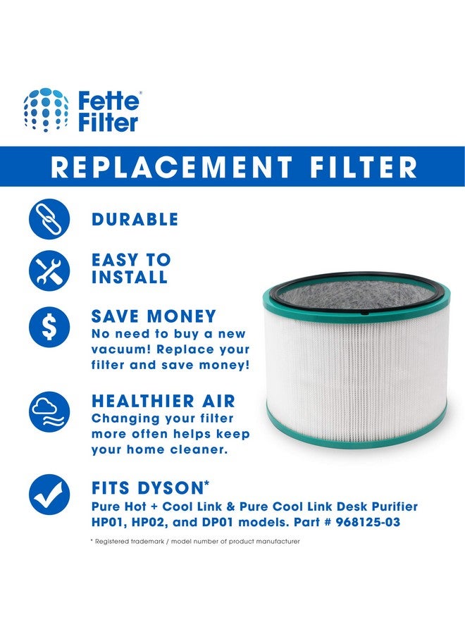 Fette Filter Fette Filter - 968125-03 Premium H13 True Hepa 360° Glass Filter Compatible with Dyson HP01 HP02 DP01 DP02 for Dyson Pure Hot Cool Link Desk Air Purifying Sytem Part # 968125-03 96812503 (2-Pack)  - Image 3