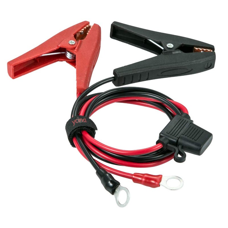 YCIND Battery Alligator Clips Clamp Clipon to Ring 38 Ring Eyelet Terminal Boost Cable Heavy Duty 30A Fuse 12V24V 12AWG Cord 3Ft - Image 3