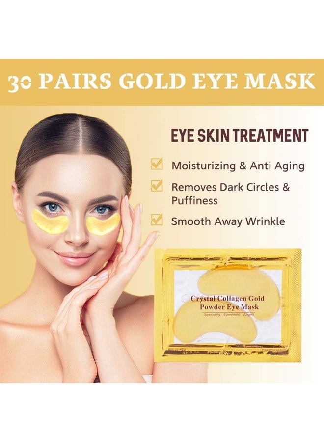 NIYET 30 Pairs Under Eye Collagen Patches, Gold Moisturizing Under Eye Mask, Under Eye Gel Pads for dark circles and puffiness - Image 2