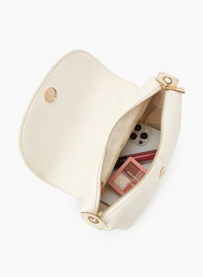 Flora Bella By Shoexpress Solid Satchel Bag with Detachable Strap and Scarf Detail
