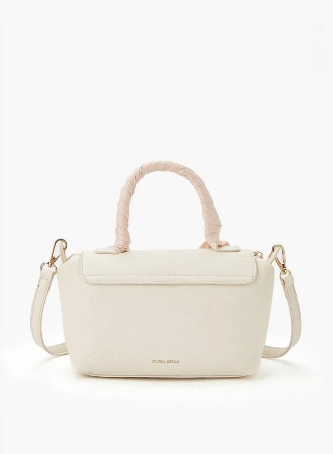 Flora Bella By Shoexpress Solid Satchel Bag with Detachable Strap and Scarf Detail